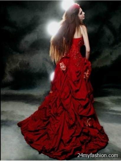 red gothic wedding dress review