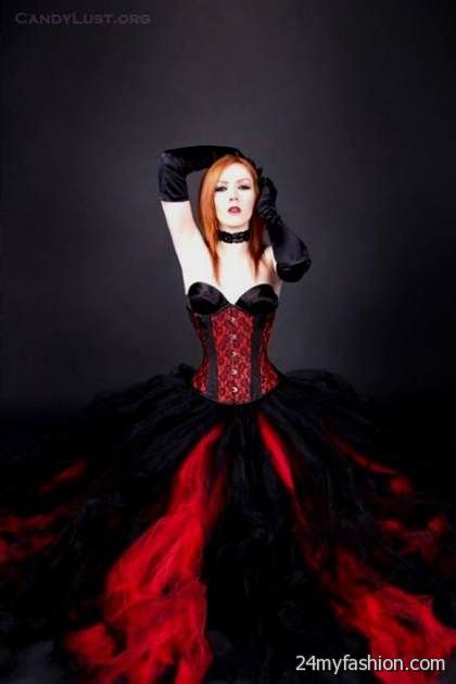 red gothic wedding dress review