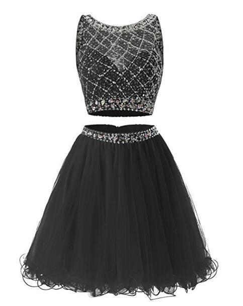 Great US Women’s Short Tulle Prom Dress Beaded Two Piece Cocktail Party ...