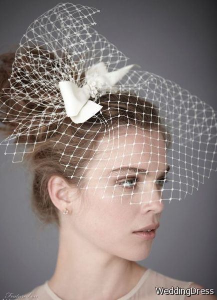 BHLDN Bridal Hair Accessories                                      Birdcage Blusher Veils, Halo Headbands + Wedding Dresses