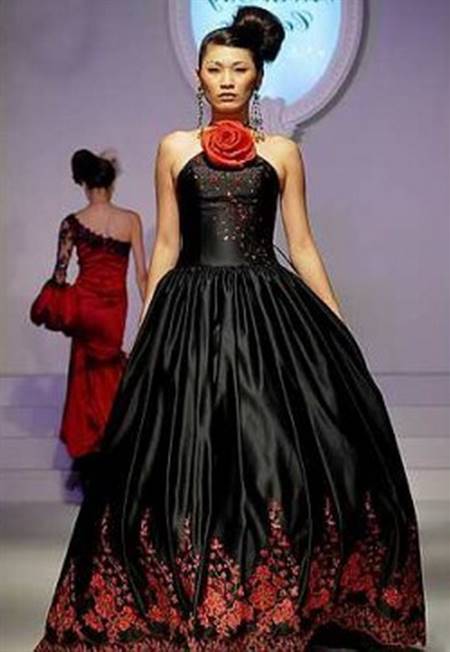 Black and red wedding dress