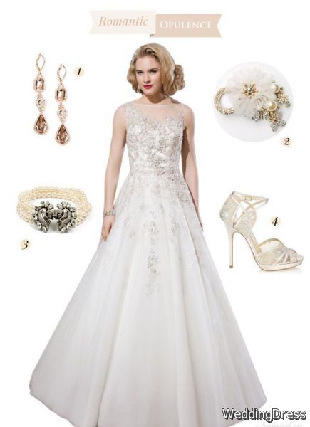 Bridal Style Inspiration: Romantic Opulence                                      featuring wedding dress by Justin Alexander
