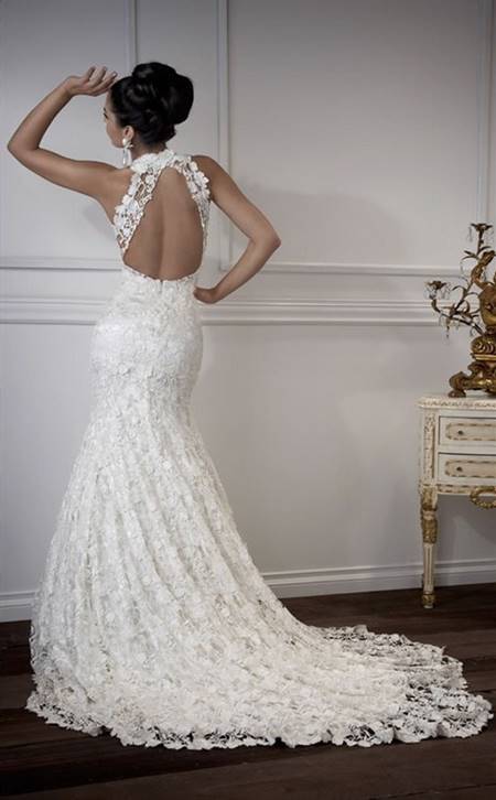 Lace backless wedding dresses