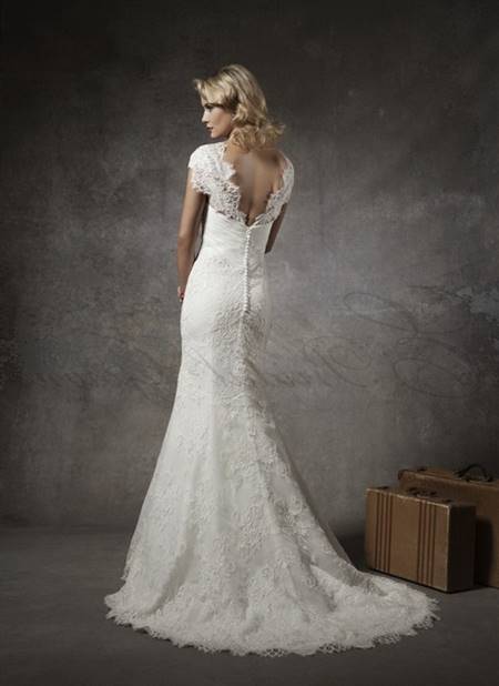 Lace wedding dress with cap sleeves