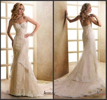 Layered lace wedding dress
