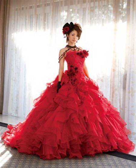 Red dress wedding