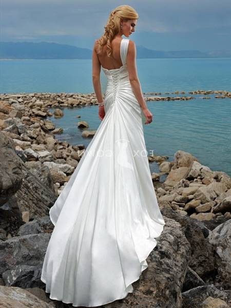 Satin beach wedding dresses