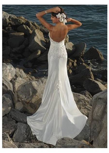 Satin beach wedding dresses