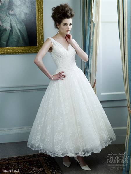 Tea length lace wedding dresses
