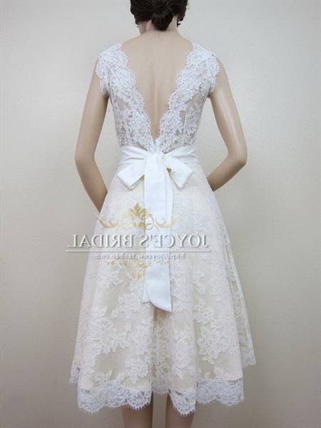 Tea length lace wedding dresses