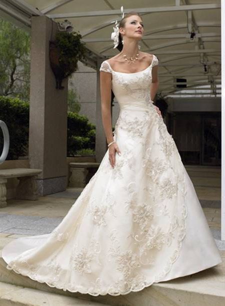 Wedding gowns with cap sleeves
