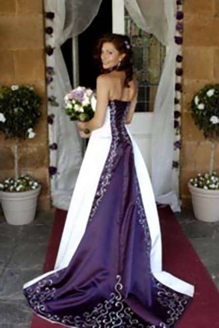 White and purple wedding dress
