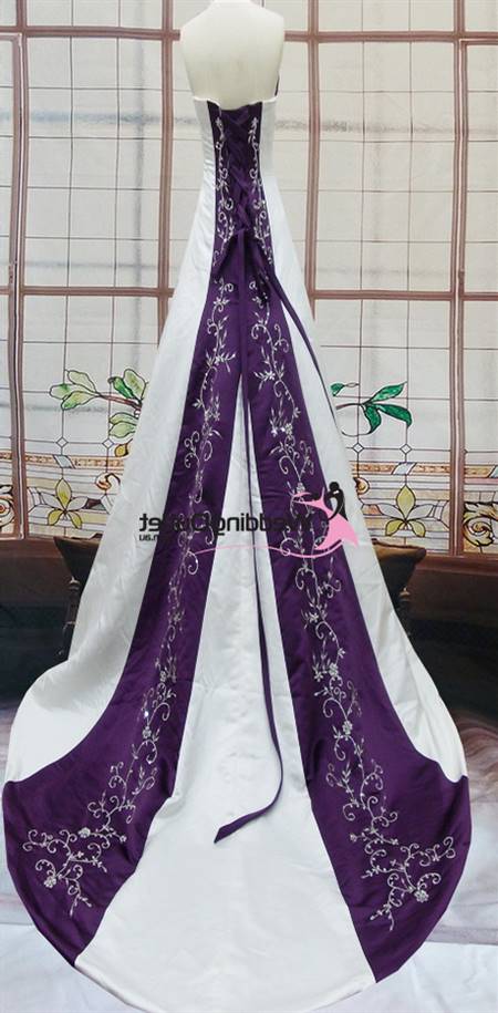 White and purple wedding dress
