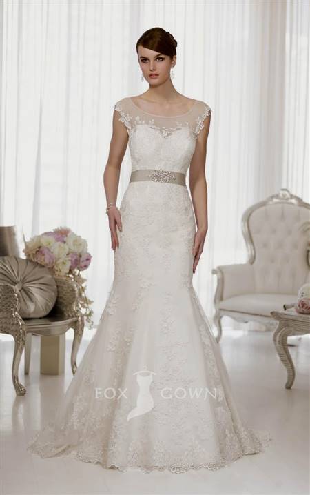 a line lace wedding dress with sleeves