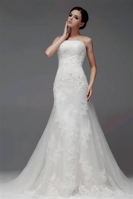 a line strapless lace wedding dress