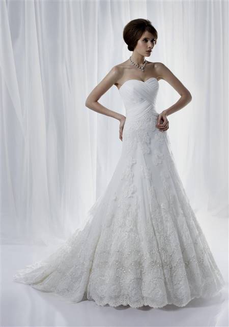 a line strapless lace wedding dress