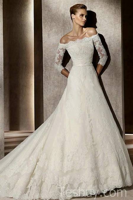 a line wedding dresses with lace sleeves