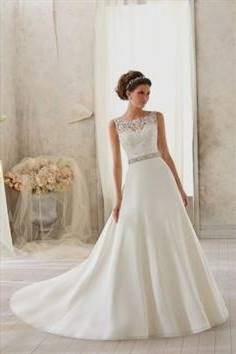 a line wedding dresses with lace top