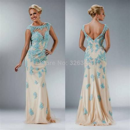 aqua long lace dresses