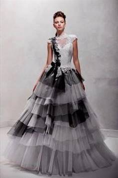 ball gown prom dresses with sleeves black and white