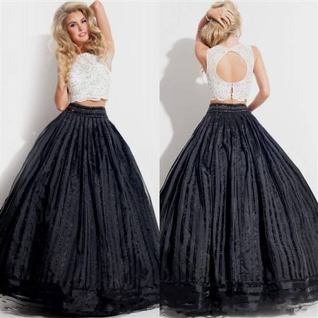ball gown prom dresses with sleeves black and white