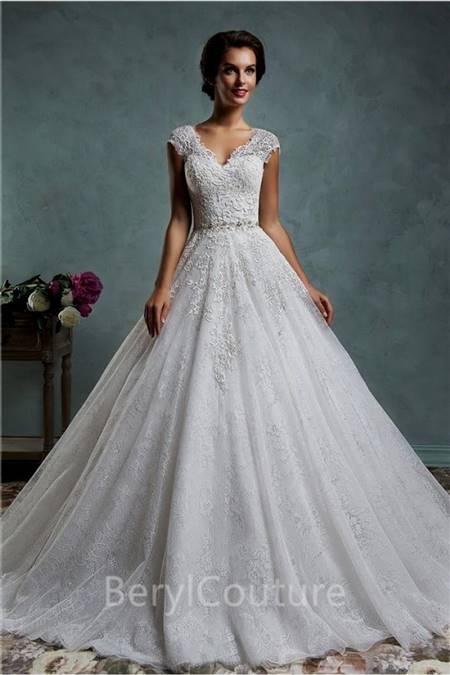 ball gown with cap sleeves