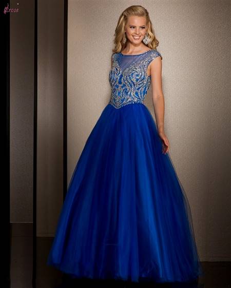 ball gowns with sleeves blue