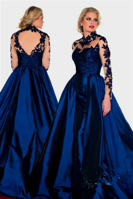 ball gowns with sleeves blue