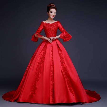 ball gowns with sleeves red