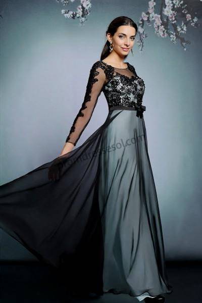 ball gowns with sleeves black