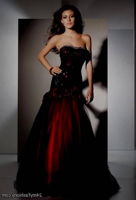 beautiful red and black prom dresses