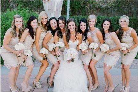 beige lace bridesmaid dresses