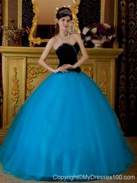 black and blue ball gown