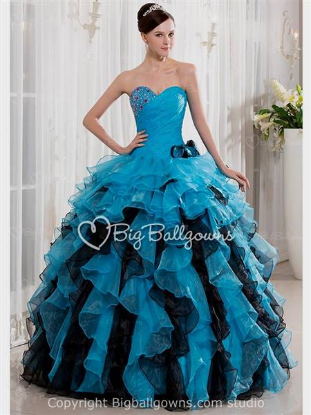 black and blue ball gown