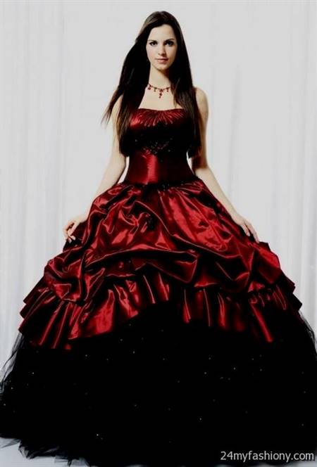 black and dark red ball gowns
