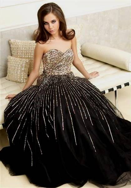 black and gold ball gown with sleeves