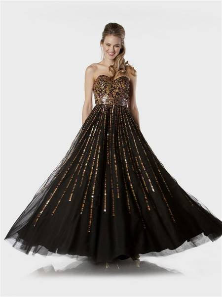 black and gold ball gowns