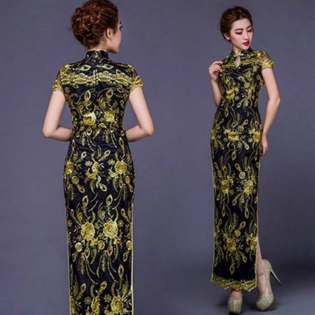 black and gold chinese dress