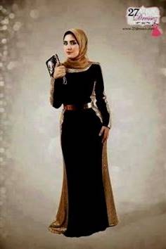 black and gold dress muslimah