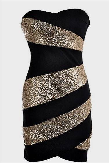 black and gold party dress