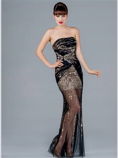 black and gold sequin prom dresses