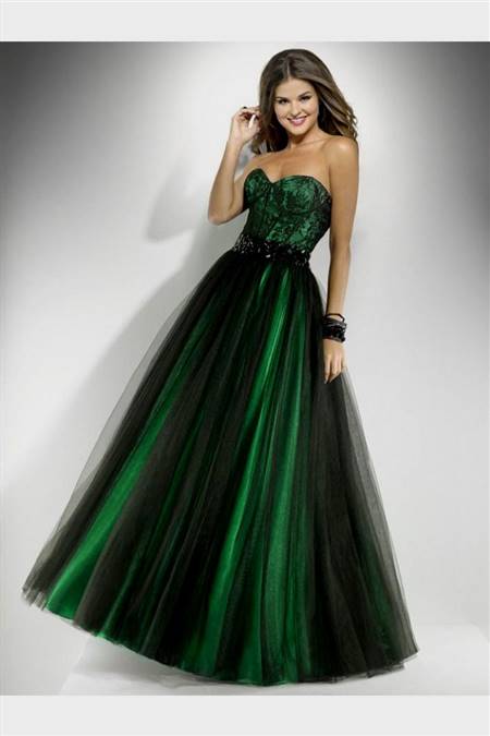 black and green ball gowns