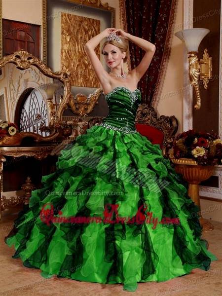 black and green ball gowns