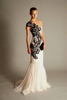 black and ivory wedding dress