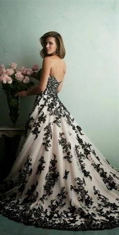 black and ivory wedding dress