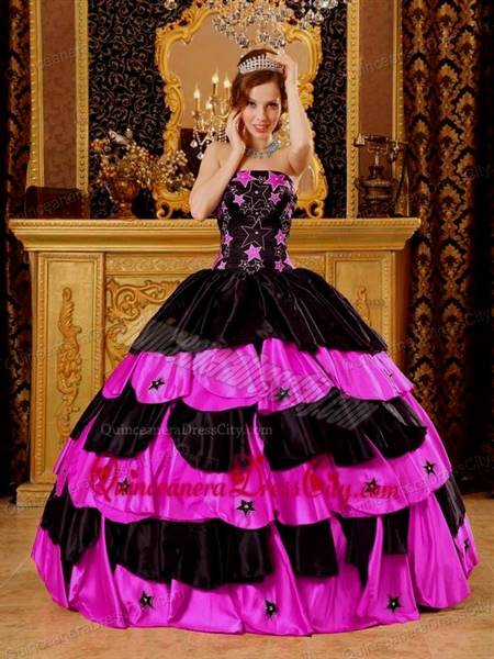 black and pink ball gown