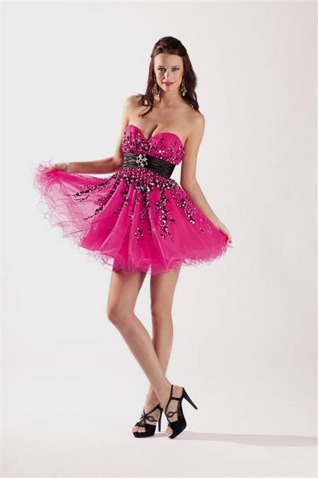 black and pink cocktail dress