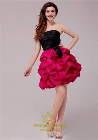 black and pink cocktail dress