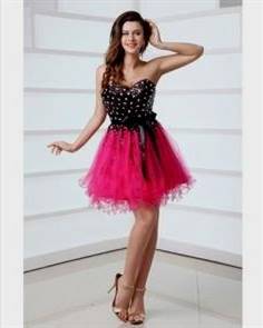 black and pink cocktail dress for prom