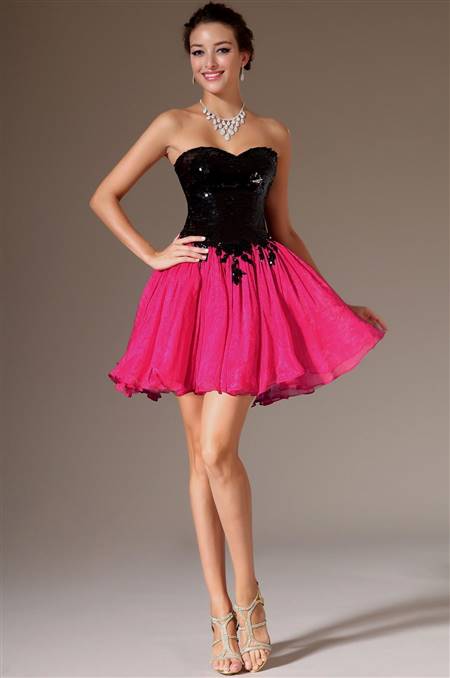 black and pink cocktail dresses for prom